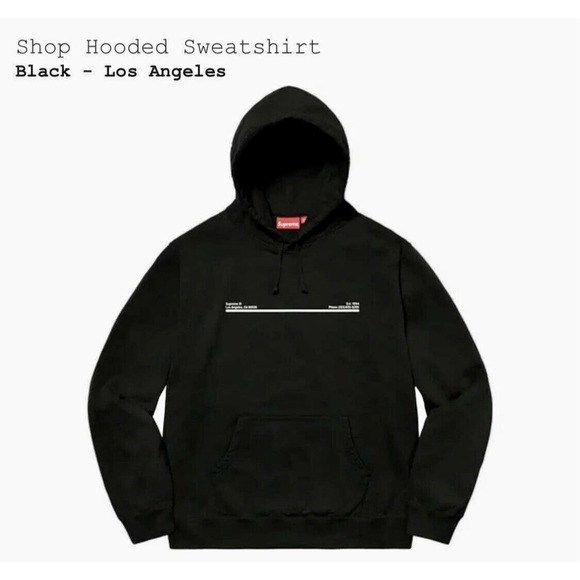 Supreme Shop Hooded Sweatshirt Los Angeles Black - Picture 1 of 6
